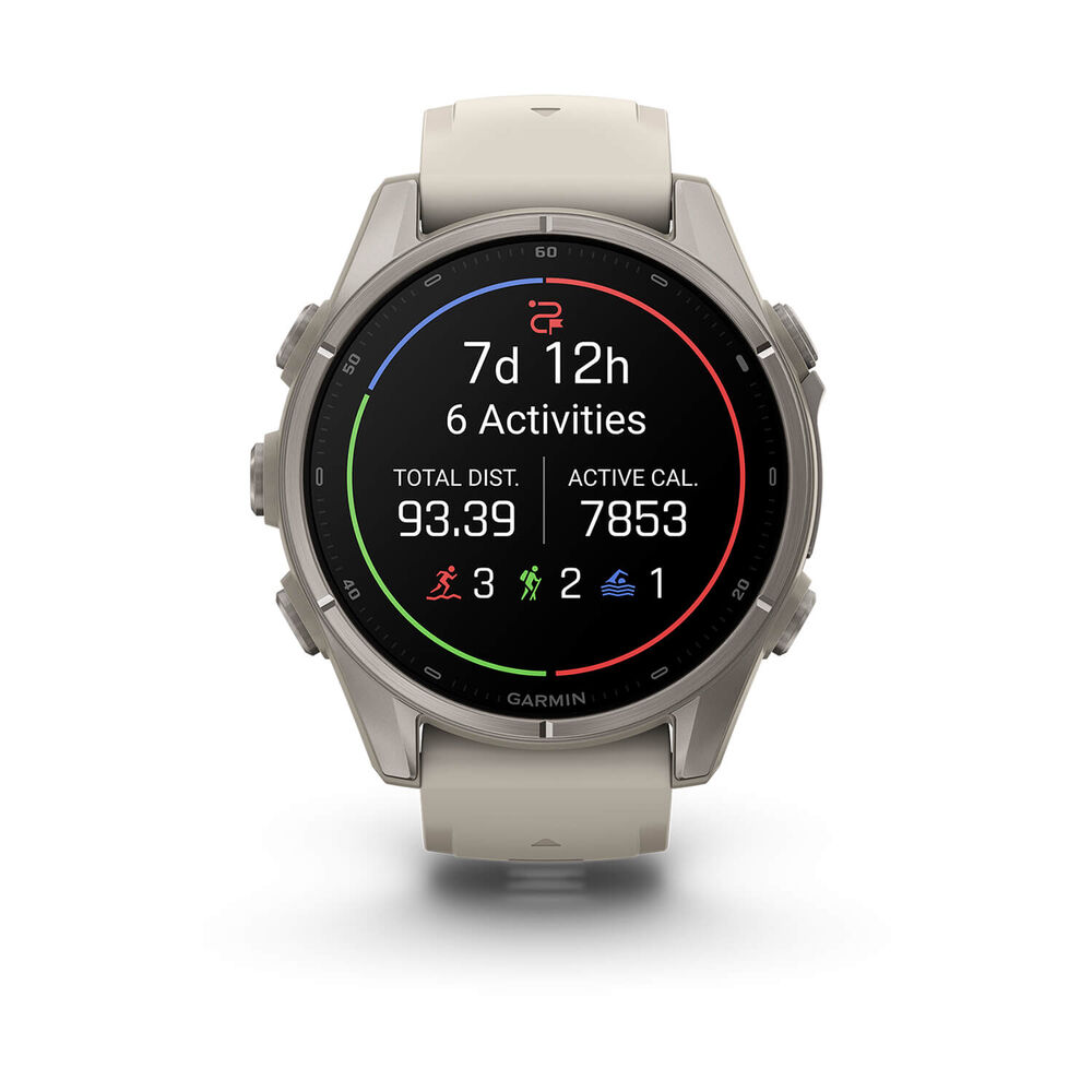 Garmin fenix 9 43mm Titanium Fog Grey Silicone Strap Watch