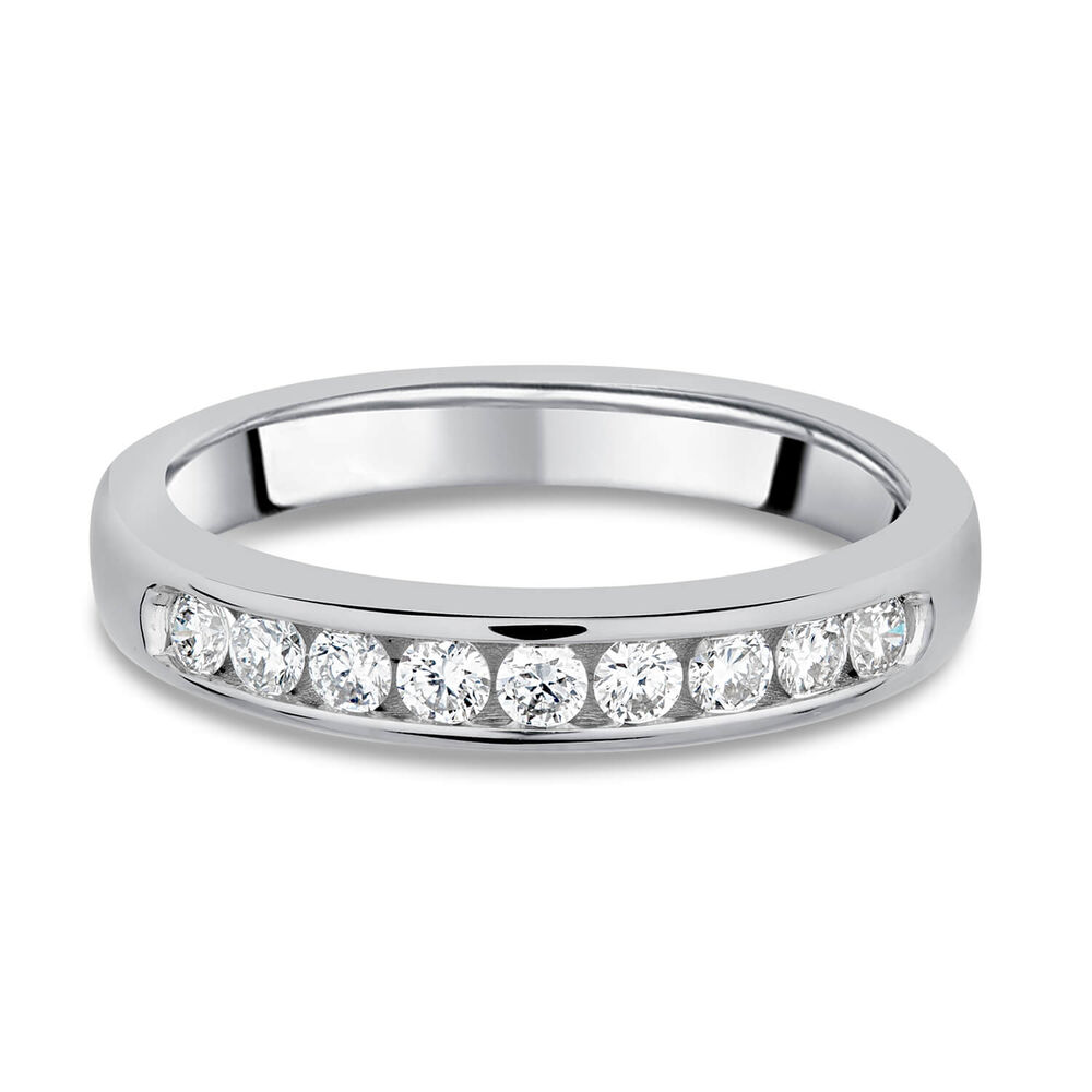 9ct White Gold 0.25ct Diamond Nine Stone Channel Ring image number 4