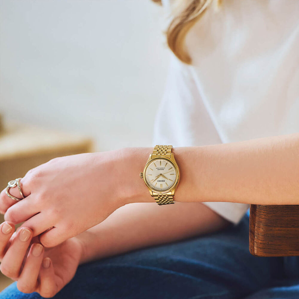Seiko Presage Classic Series 'Shiro-iro' 36mm Gold Dial Steel Bracelet Watch image number 6