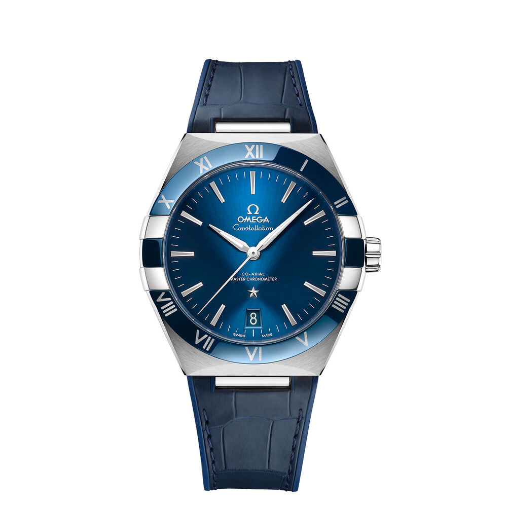 Omega Constellation 41mm Blue Dial Blue Bezel Steel Case Strap Watch image number 0