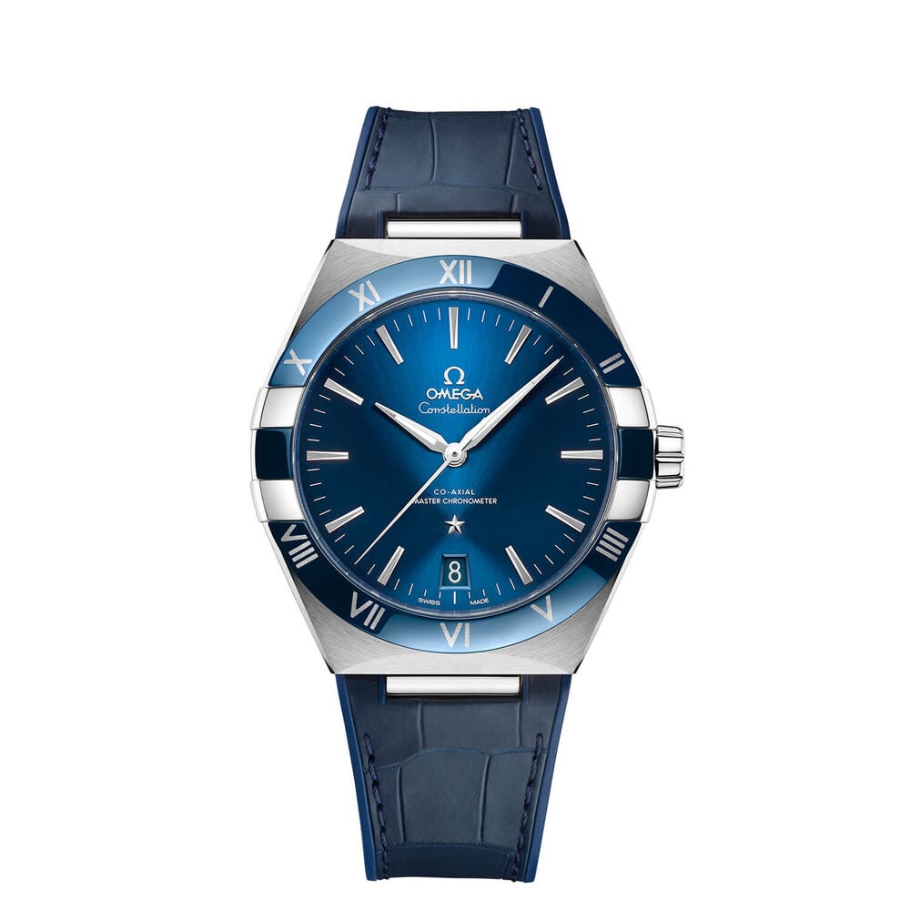 Omega Constellation 41mm Blue Dial Blue Bezel Steel Case Strap Watch