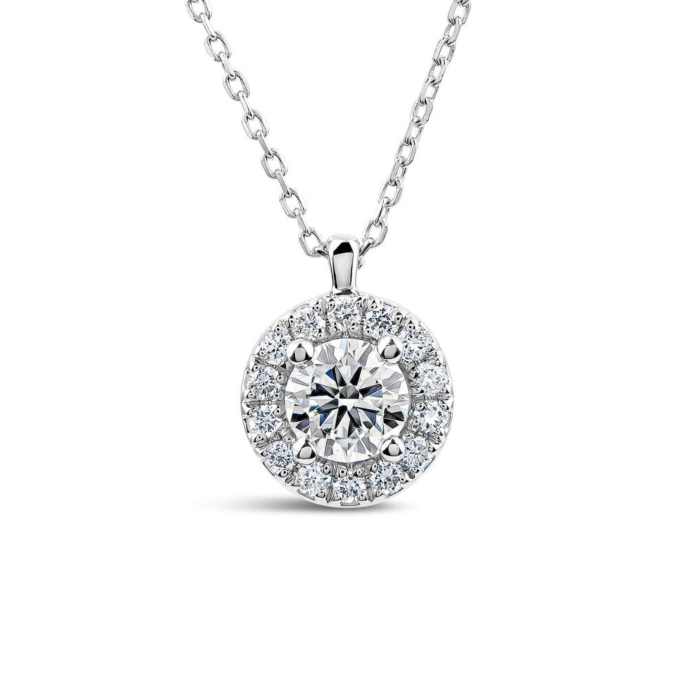 Born 9ct White Gold Lab Grown 0.52ct Halo Diamond Pendant