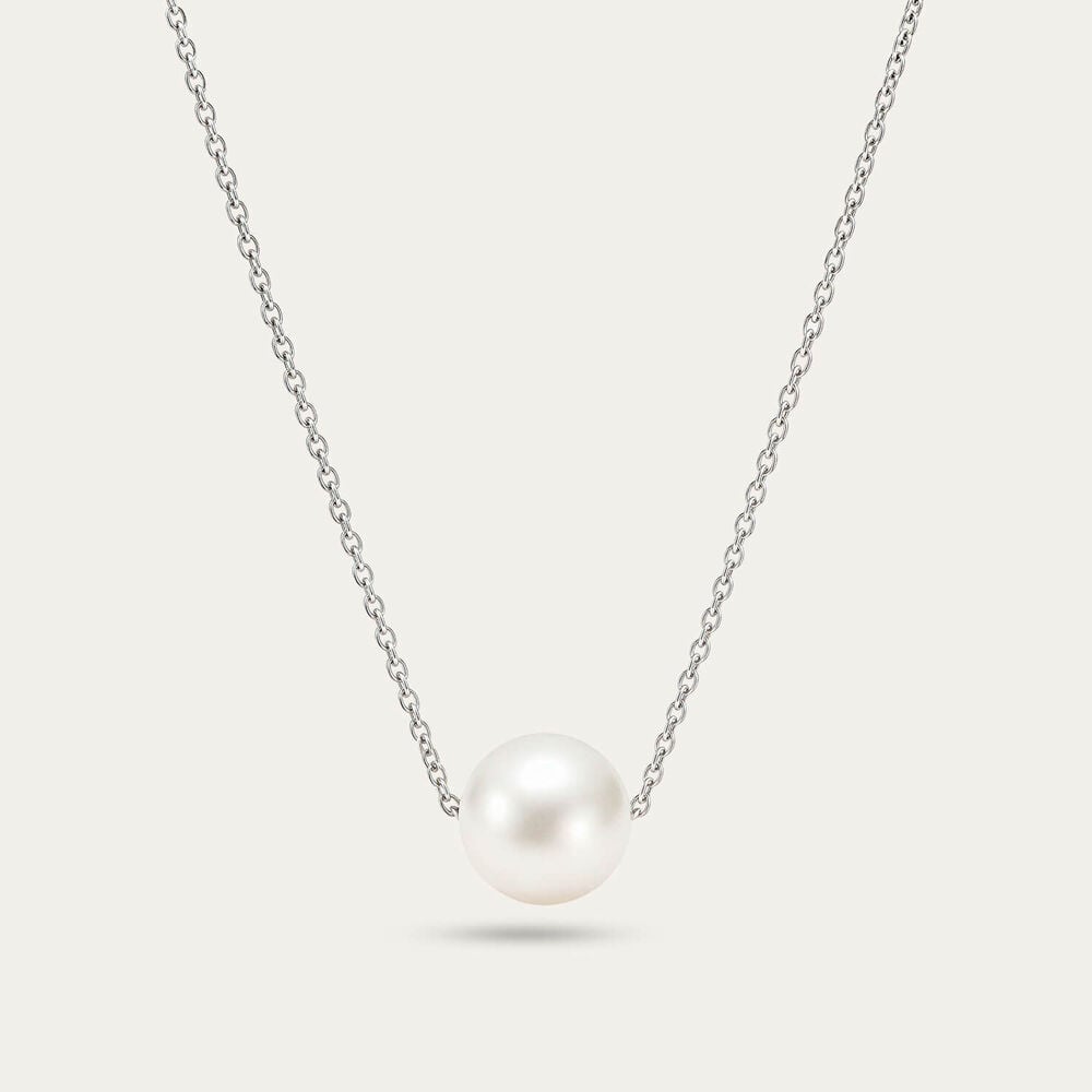Sterling Silver Single Freshwater Pearl Ball Necklet