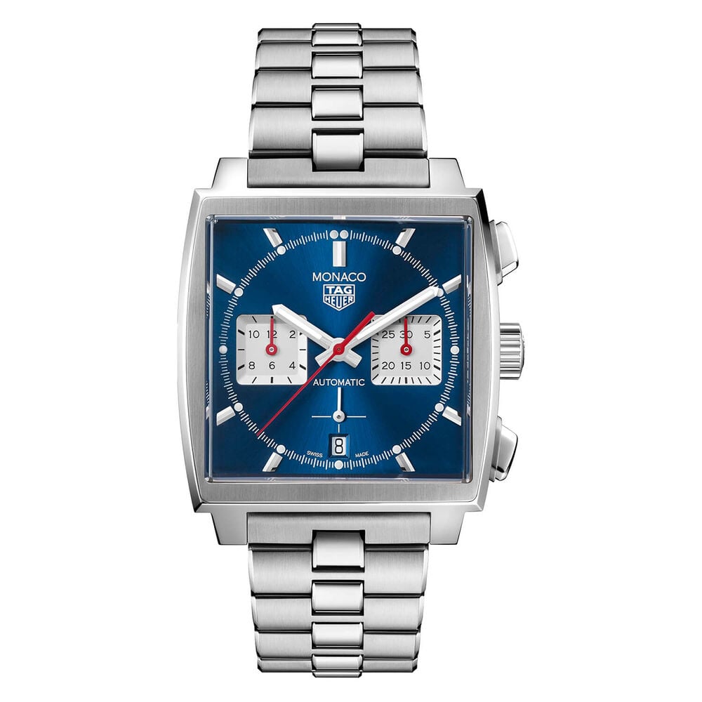 TAG Heuer Monaco 39mm Blue Dial Chronograph Steel Case Bracelet Watch