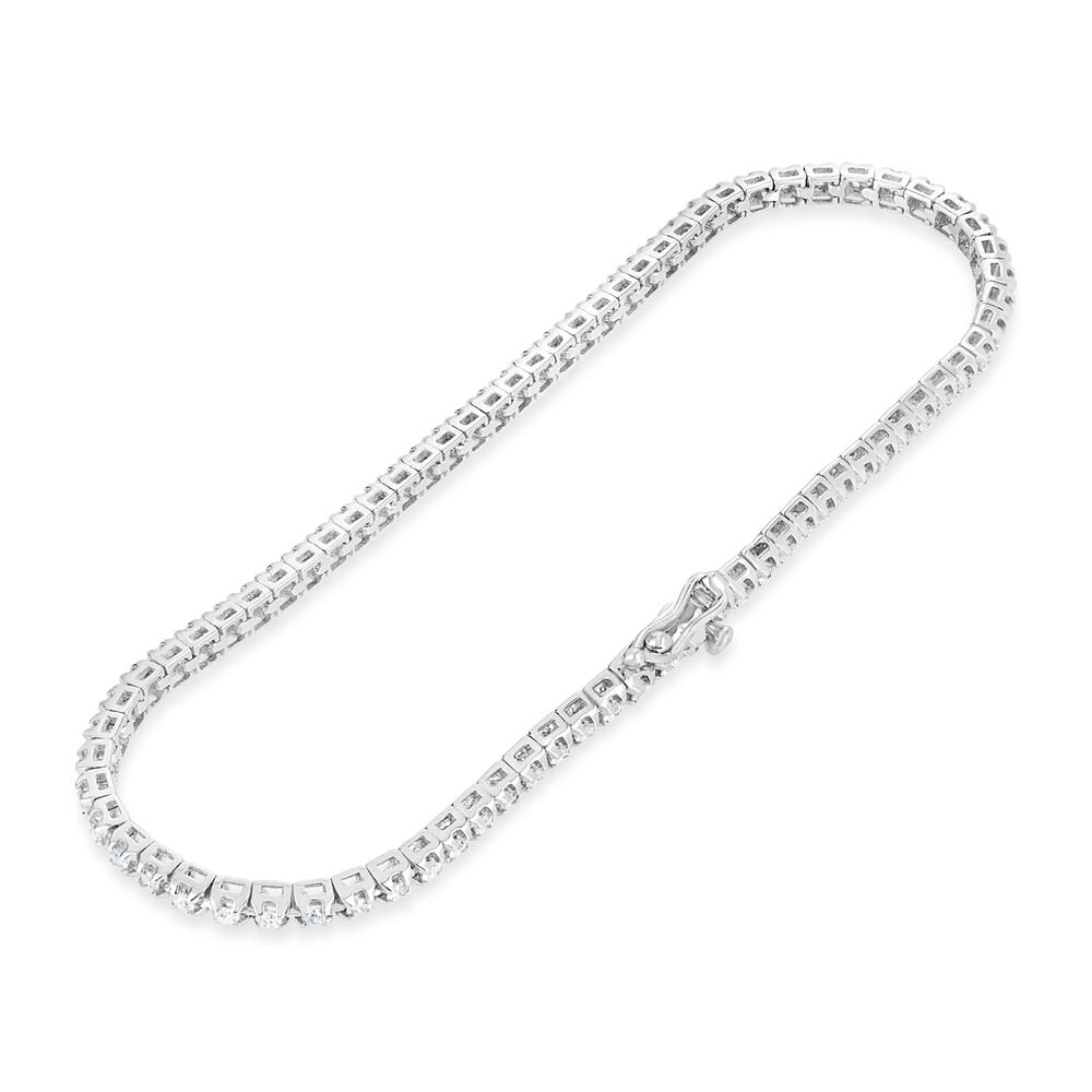 9ct White Gold 1.00ct Diamond Row Tennis Bracelet image number 2
