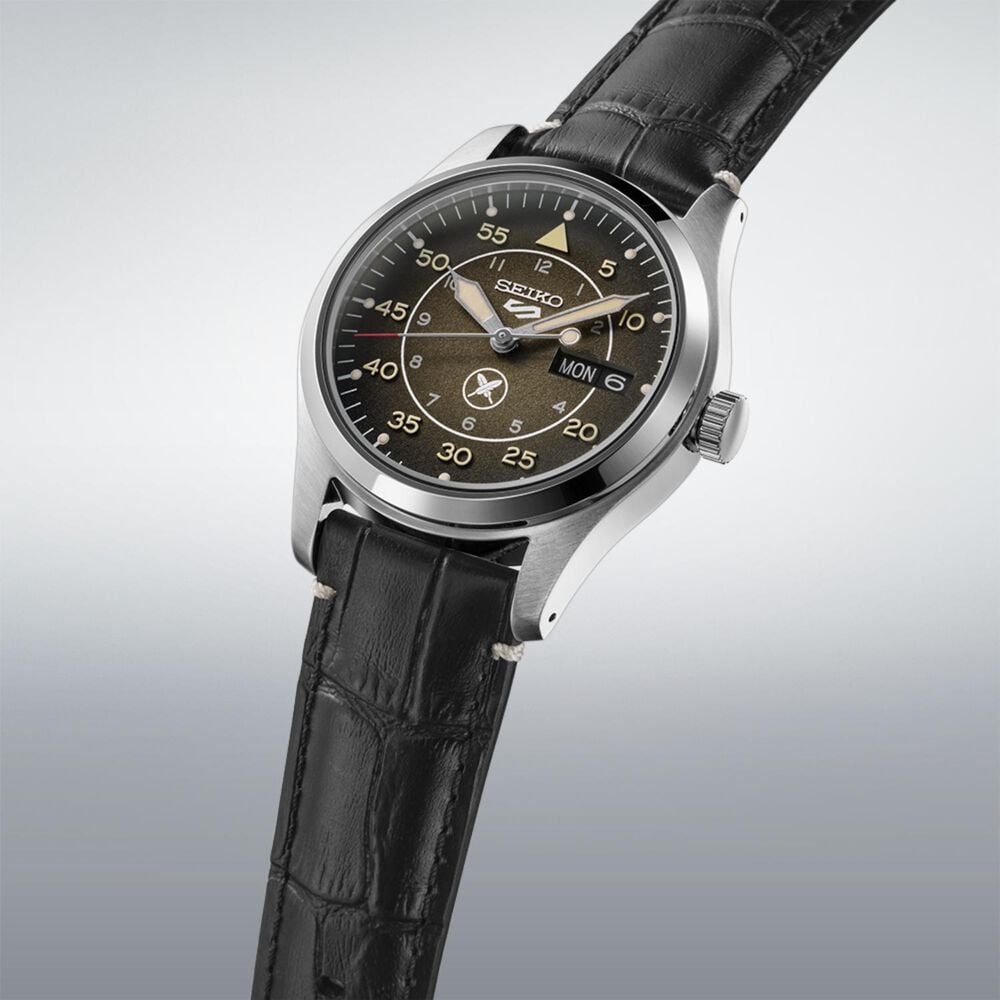 Seiko 5 Sports X Yuto Horigome Limited Edition IV 39.4mm Brown Dial Leather Strap Watch image number 2