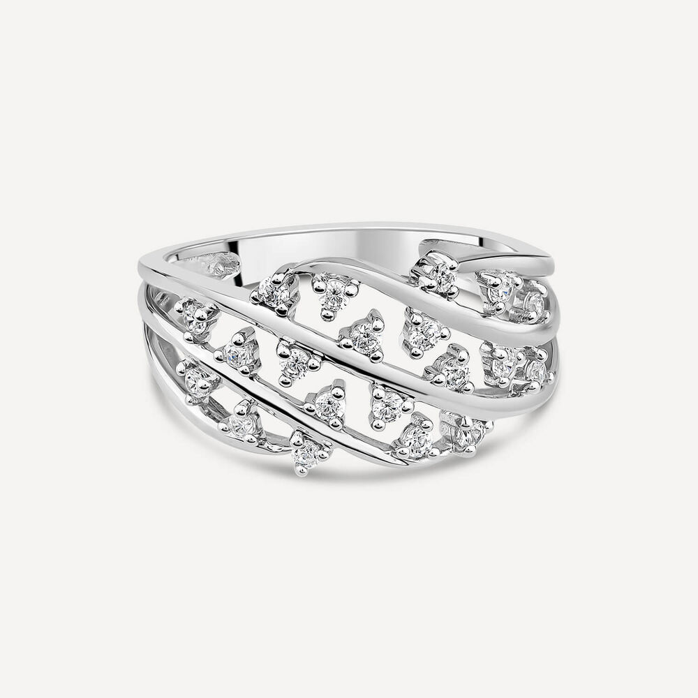9ct White Gold 0.25ct Diamond Speckle Dress Ring image number 2