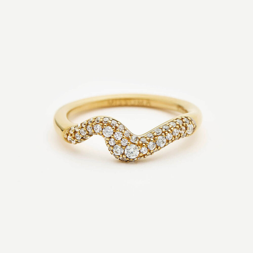 Missoma 18ct Gold Vermeil Sterling Silver Cubic Zirconia Molten Snow Stacking Ring (UK Size L)