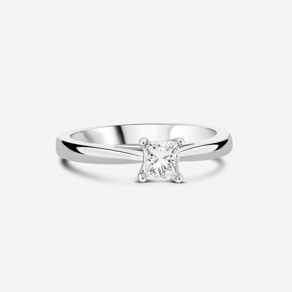 Platinum 0.51ct Princess Diamond Four Claw Solitaire Ring