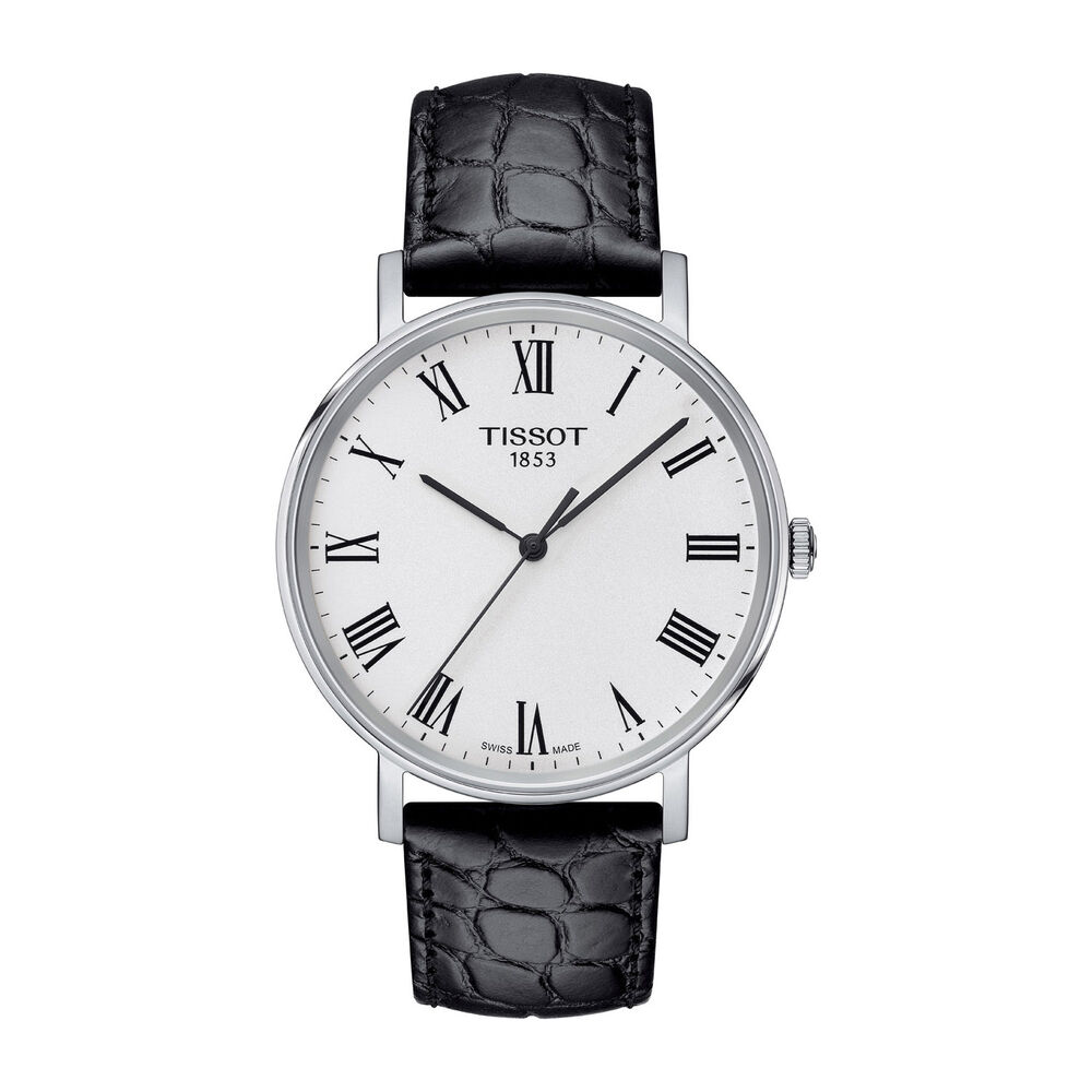 Tissot T-Classic Everytime Medium Black Leather White Dial Men's Watch
