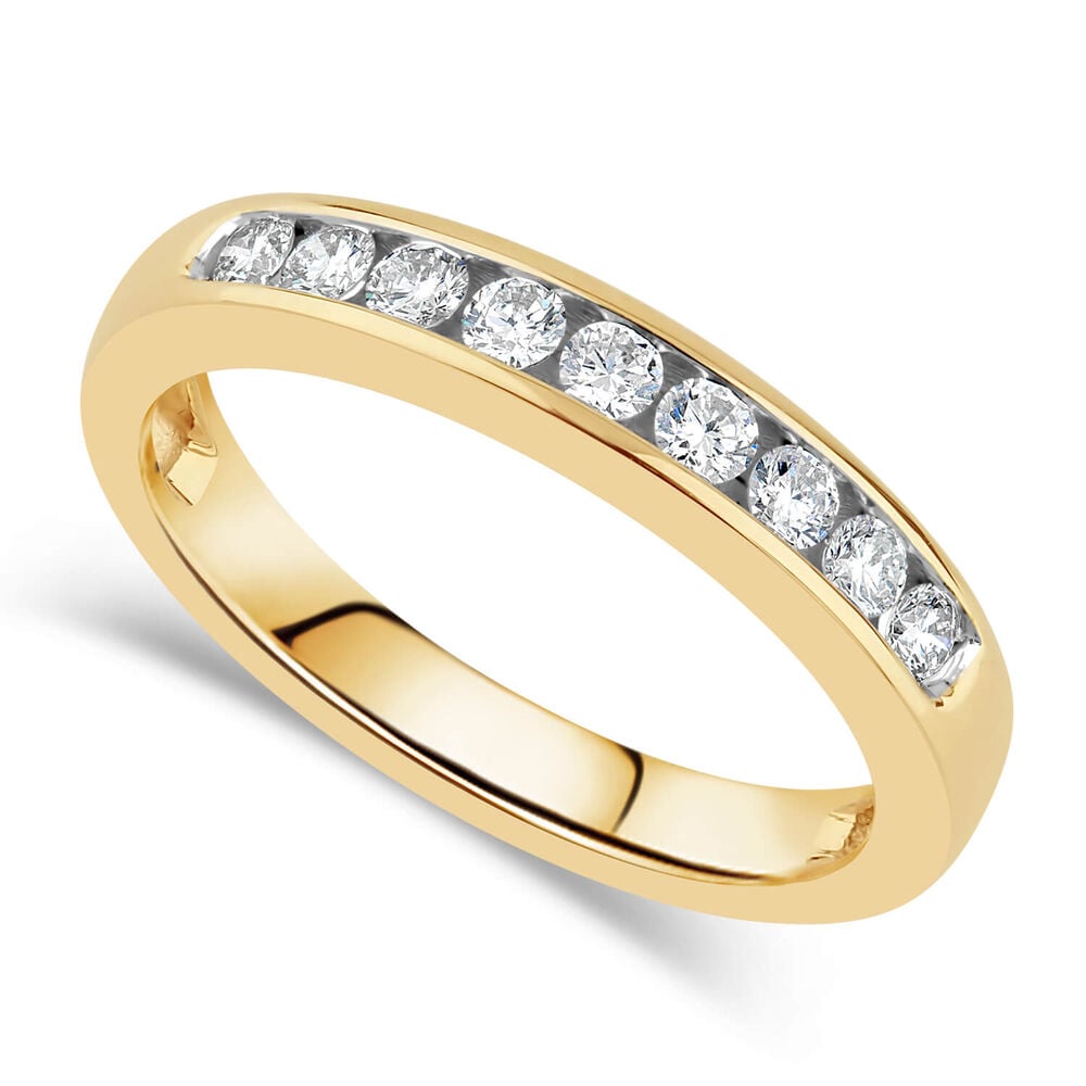 9ct Yellow Gold 0.25ct Diamond Nine Stone Channel Ring image number 0