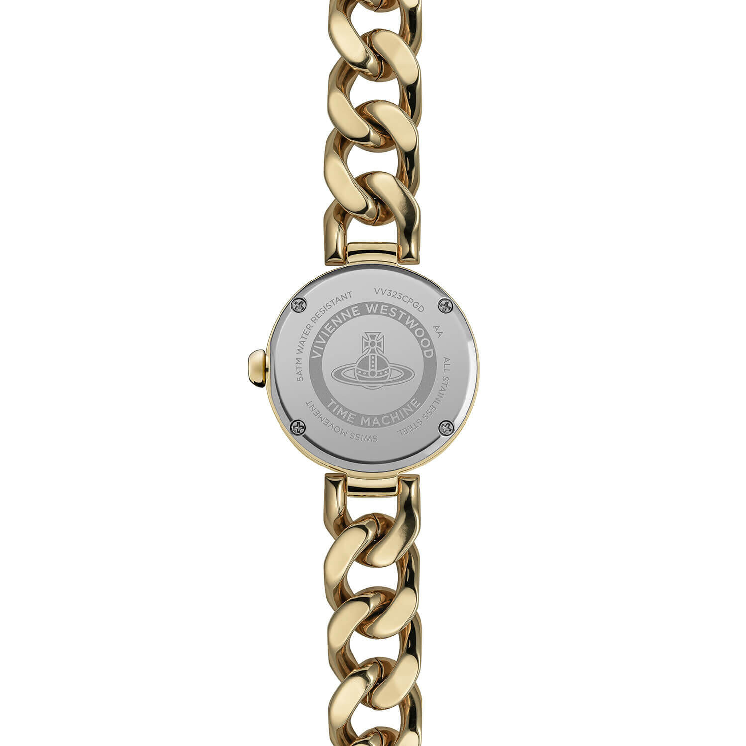 VW Orb Button 25.4mm Gold Dial Link Chain Bracelet Watch