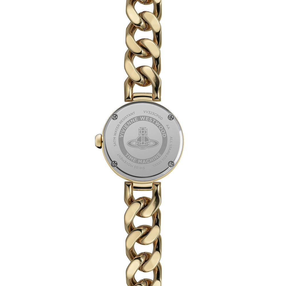Vivienne Westwood Orb Button 25.4mm Gold Dial Link Chain Steel Bracelet Watch image number 5