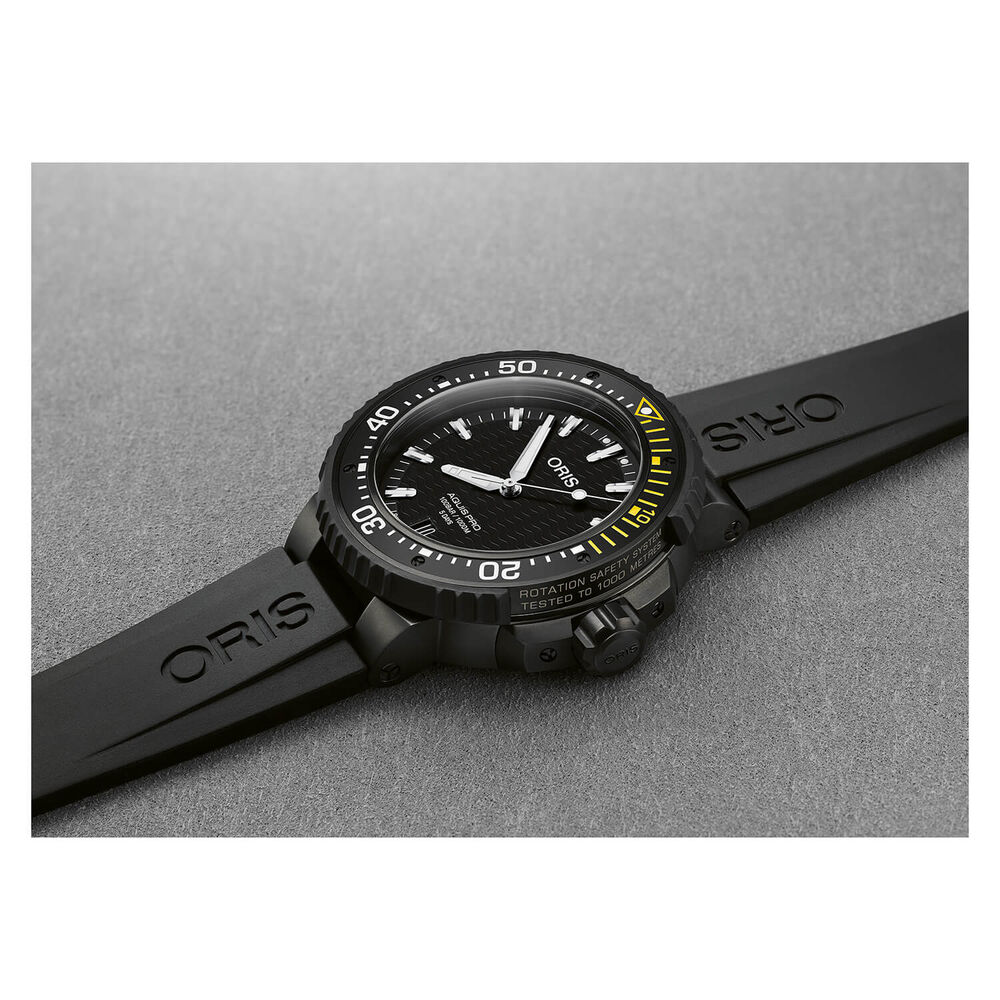 Pre-Owned Oris AquisPro Date Calibre 400 49.5mm Black Dial Rubber Strap Watch image number 2