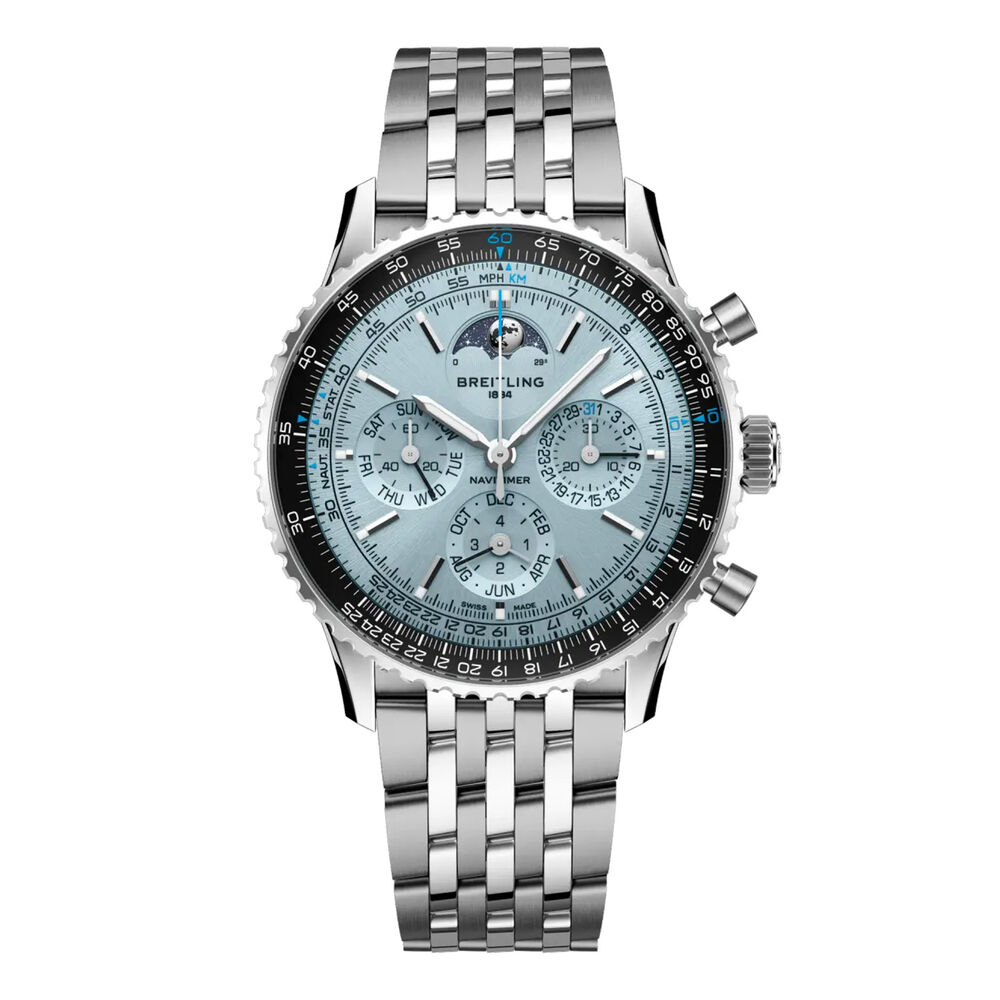 Breitling Navitimer B19 Chronograph Perpetual Calendar 43mm Blue Dial Steel Bracelet Watch