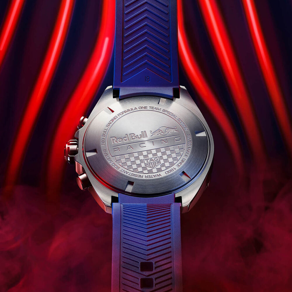 TAG Heuer Formula 1 Chronograph x Red Bull Racing 43mm Blue Dial Rubber Strap Watch image number 9