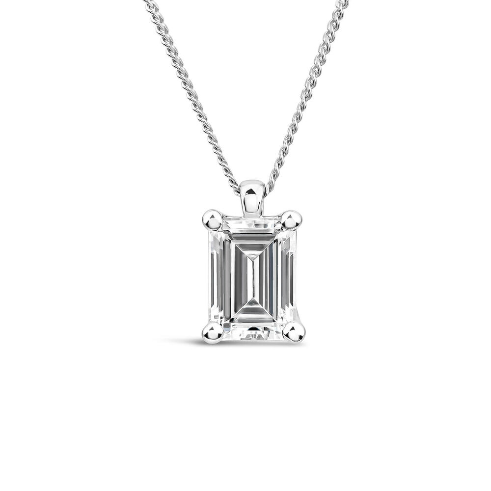 18ct White Gold 1.00ct Lab Grown Emerald Diamond Pendant