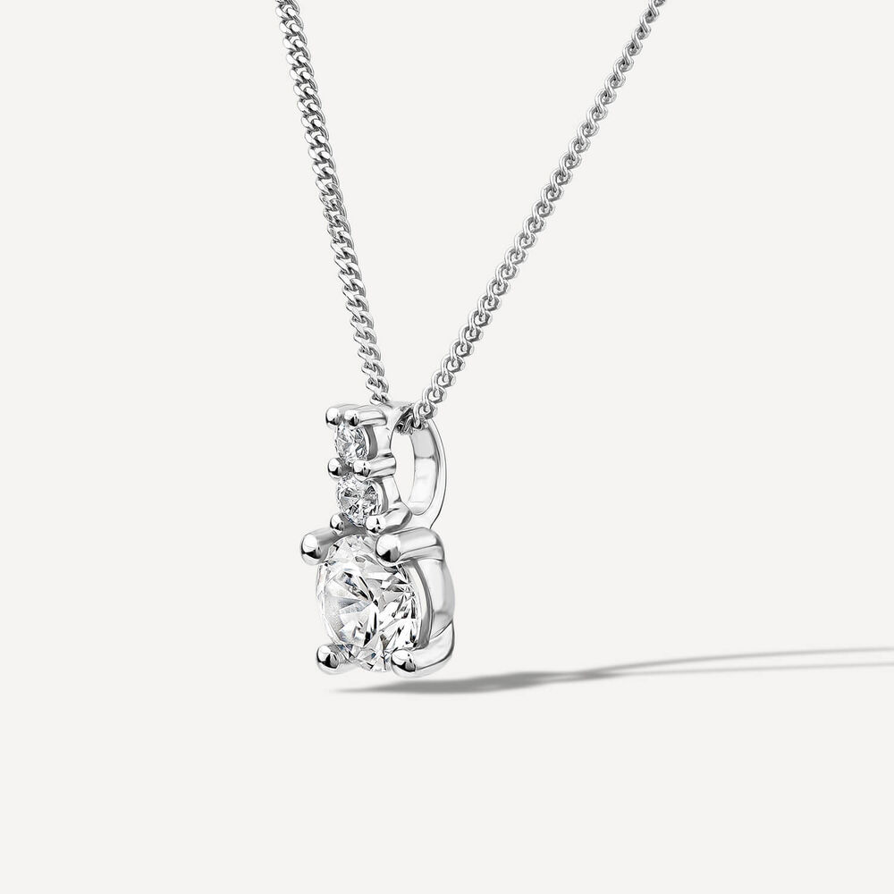 9ct White Gold Round Cubic Zirconia Top Pendant
