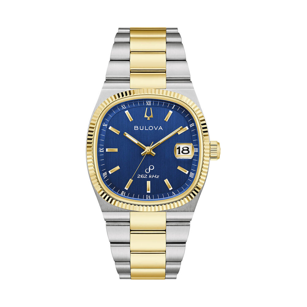 Bulova Super Seville 38mm Blue Dial Two Tone Steel Bracelet Watch image number 0