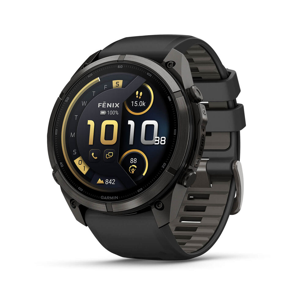 Garmin fenix 9 Pro 51mm Carbon Gray DLC Titanium Black/Pebble Grey Silicone Strap Watch