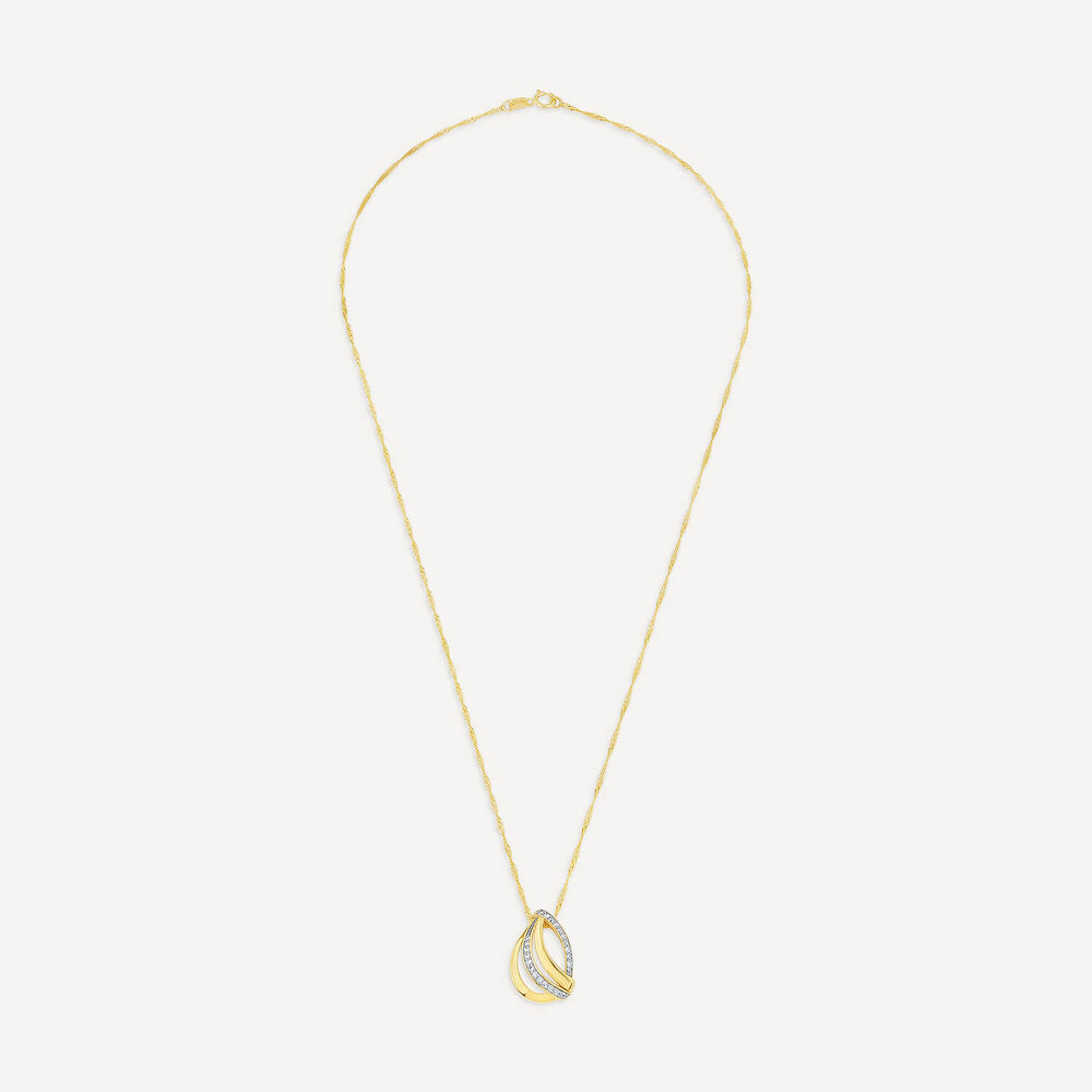 9ct Yellow Gold 4 Strand Cubic Zirconia Curve Pendant image number 2