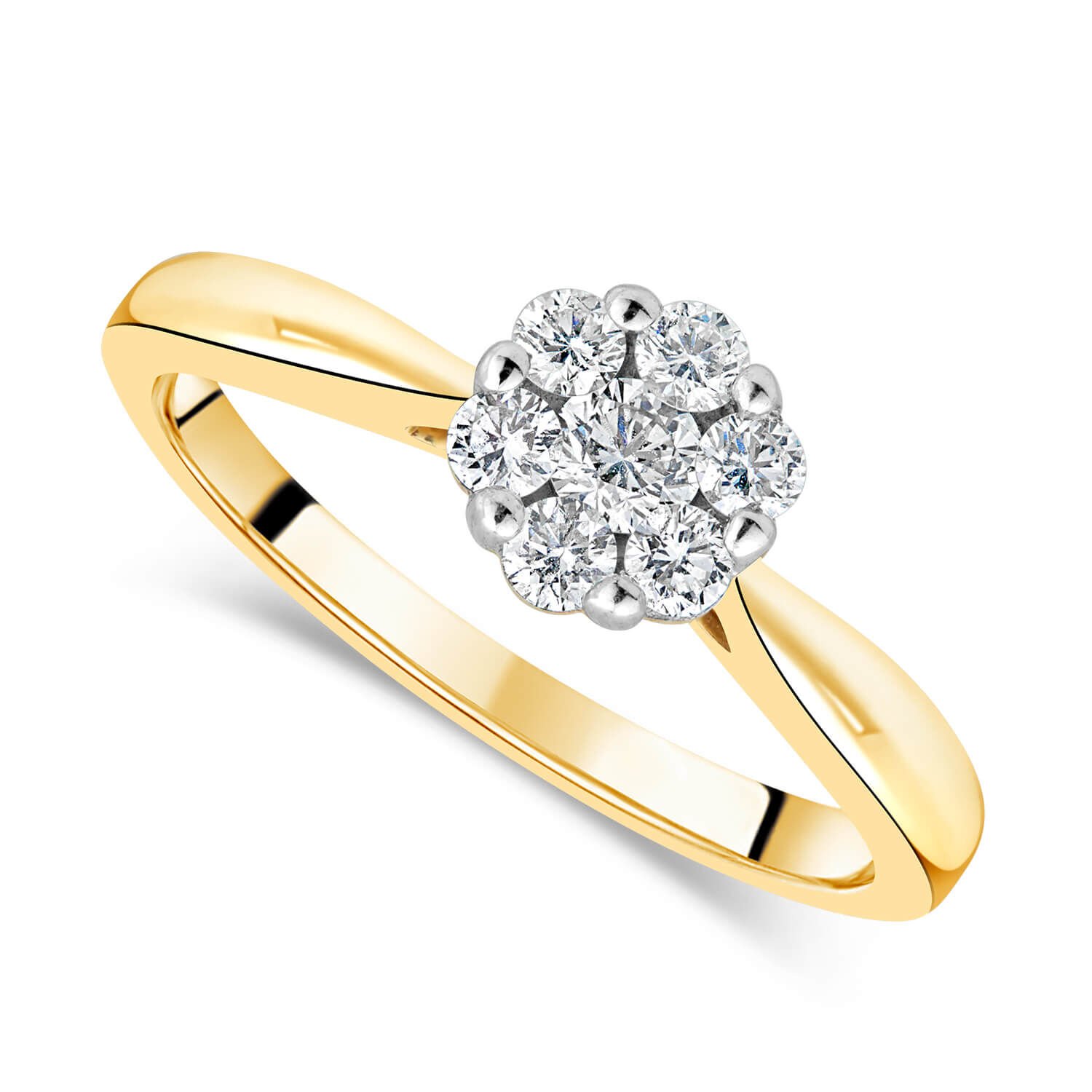 Diamond flower ring yellow gold hotsell
