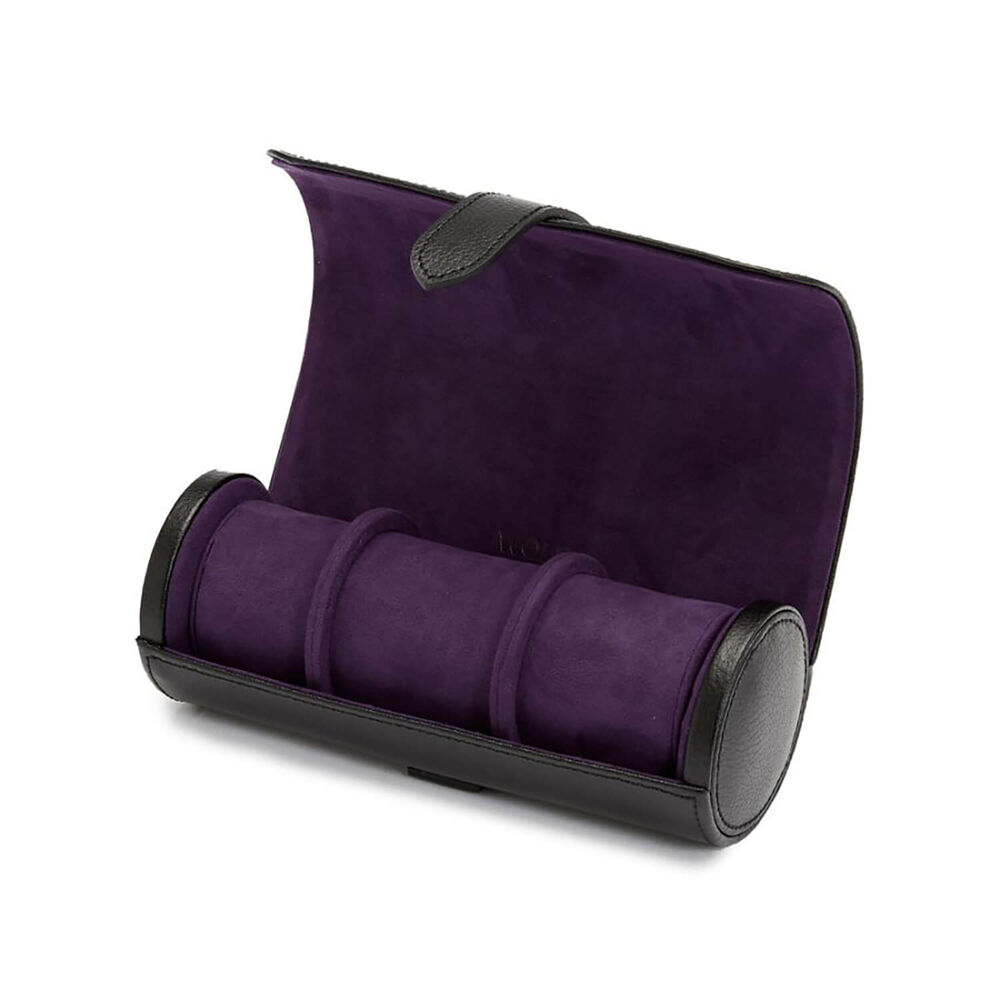 WOLF Blake Black & Purple Triple Watch Roll With Capsule