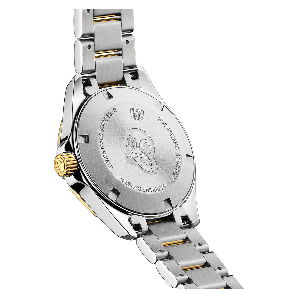 TAG Heuer Aquaracer Date 32mm MOP Dial Diamond Dots 18k Gold Plated & Steel Bracelet Watch image number 3