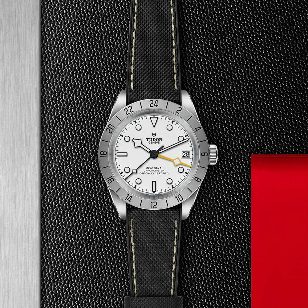 TUDOR Black Bay Pro 39mm Opaline Dial Black Hybrid Rubber & Leather Strap Watch image number 2