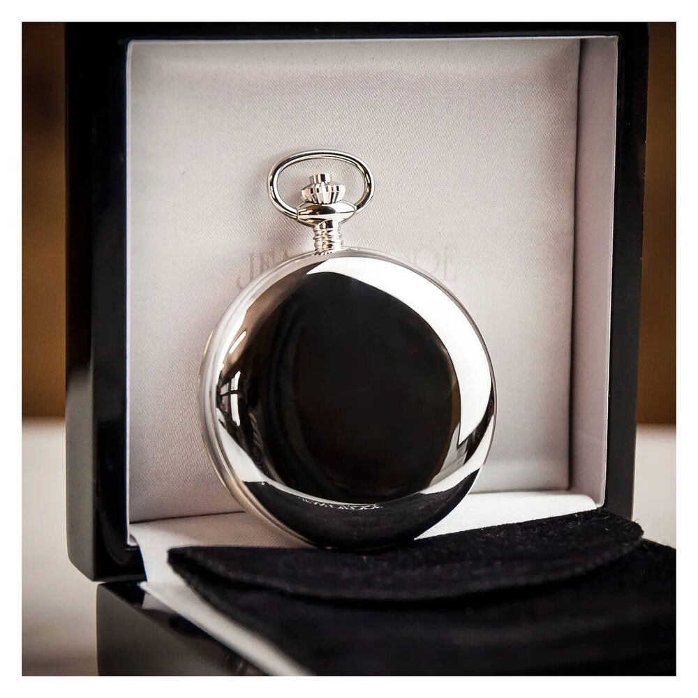 Jean Pierre Dual Time Moon Chrome Plated Pocket Watch image number 2