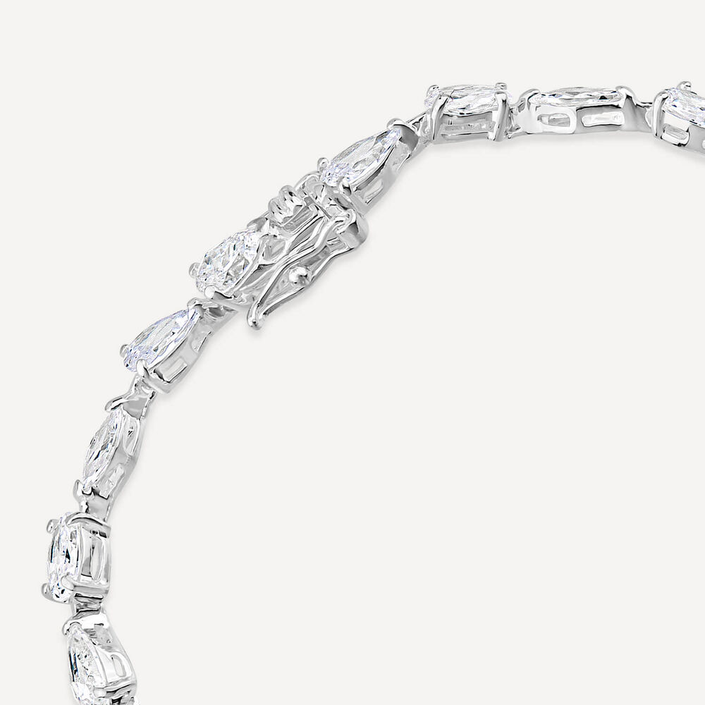 Sterling Silver Marquise & Pear& Oval Shape Cubic Zirconia Bracelet image number 4