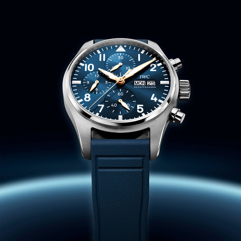 IWC Schaffhausen Pilot's Chronograph Le Petit Prince 43mm Blue Dial & Rubber Strap Watch