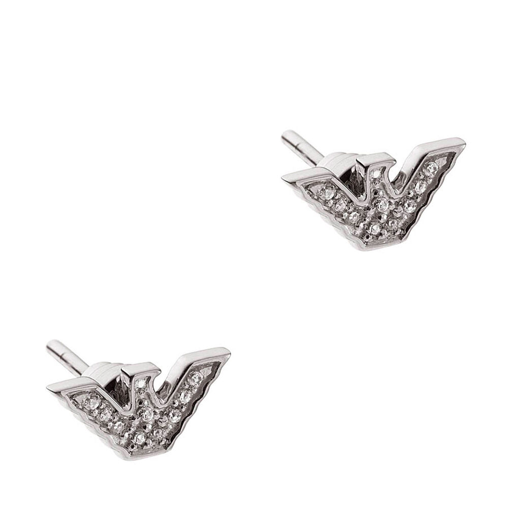 Emporio Armani Ladies Crystal Logo Stud Earrings