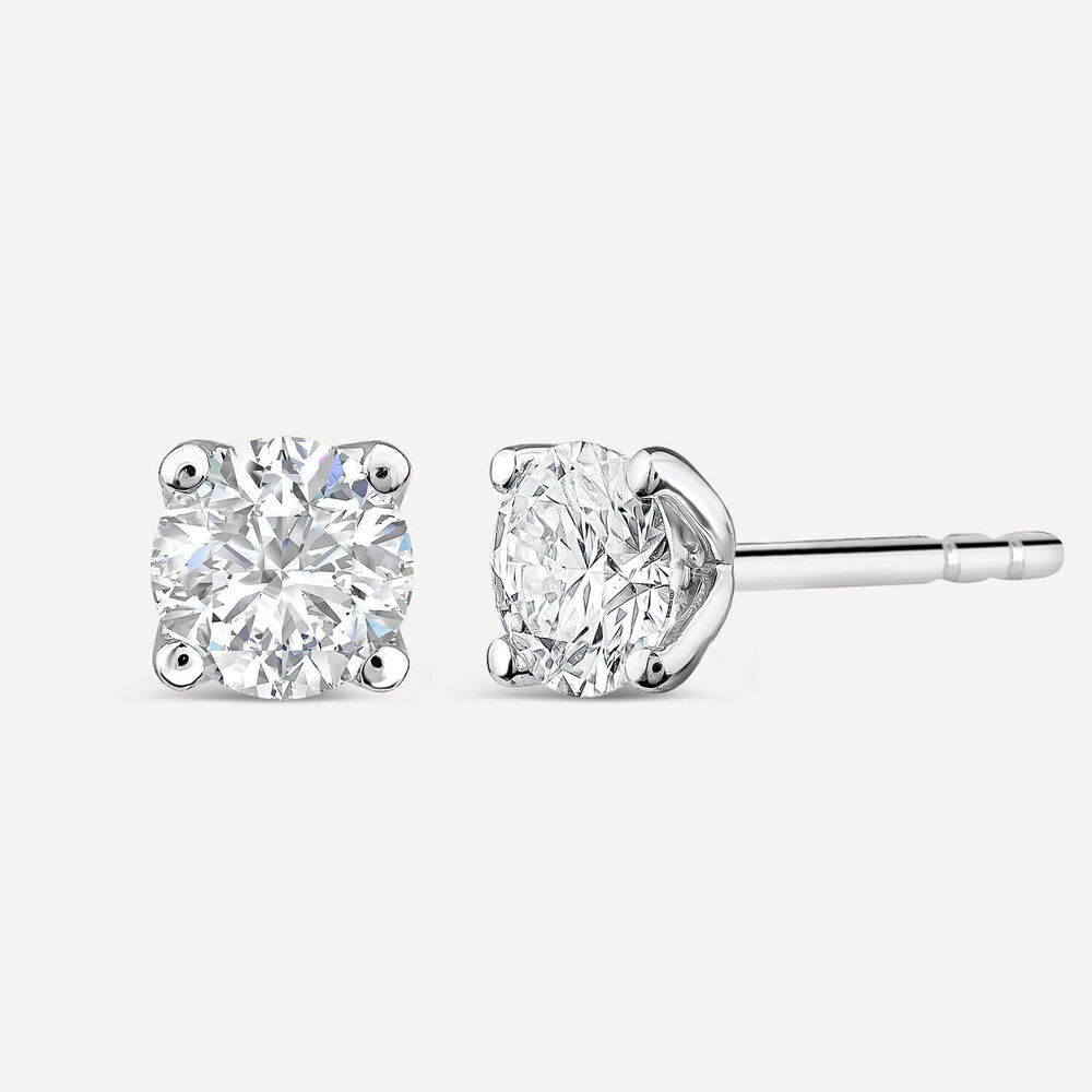 Born 9ct White Gold Lab Grown 1ct Diamond Brilliant Stud Earrings