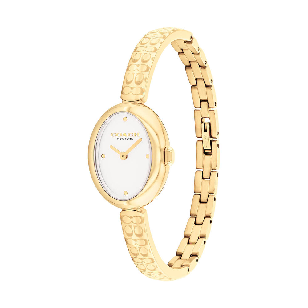 Coach Sammy 22mm Silver Dial Gold Tone Steel Bracelet Watch