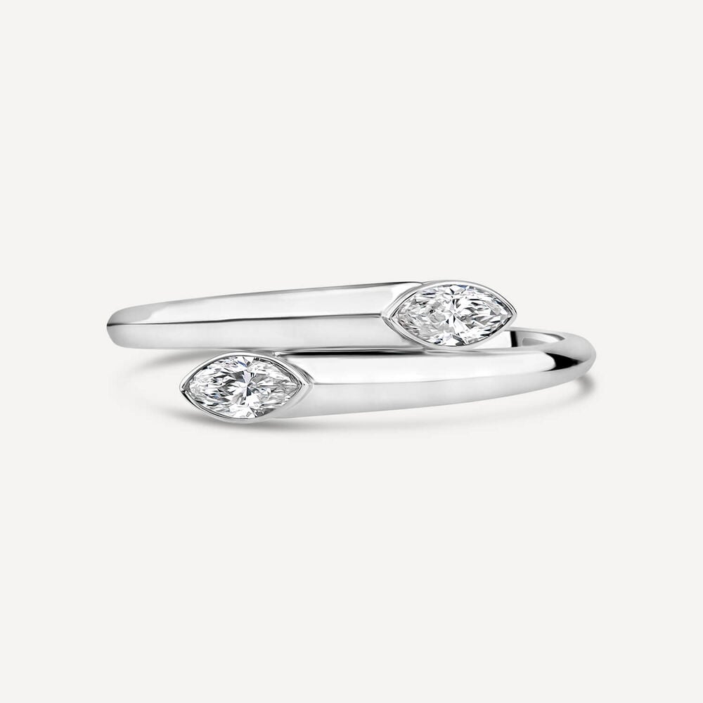 Born Kissed with Diamonds 9ct White Gold Lab Grown 0.20ct Two Marquise Diamond Twist Shape Ring image number 1