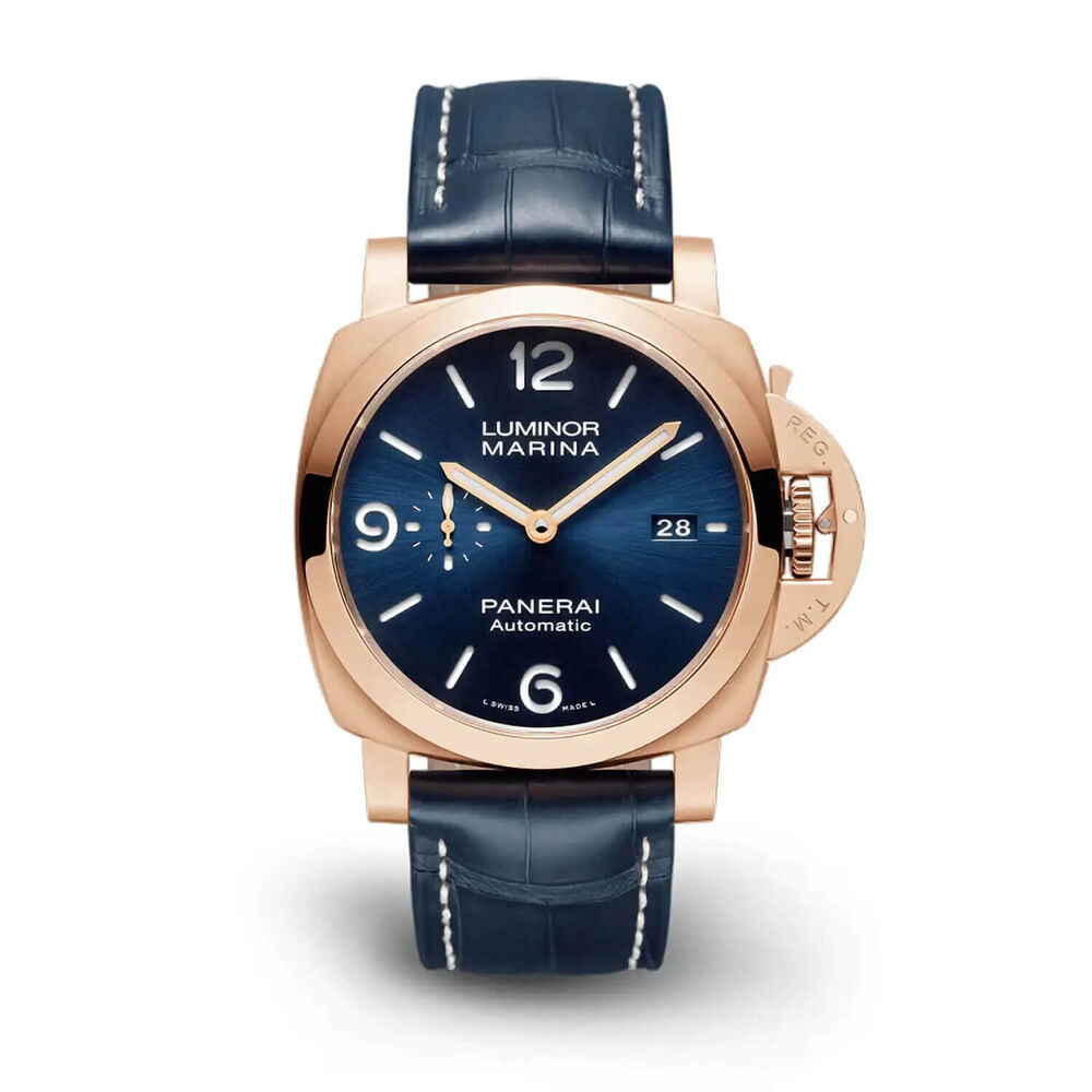 Panerai Luminor 44mm Marina Goldtech™ Sole Blu Blue Dial Strap Watch image number 0
