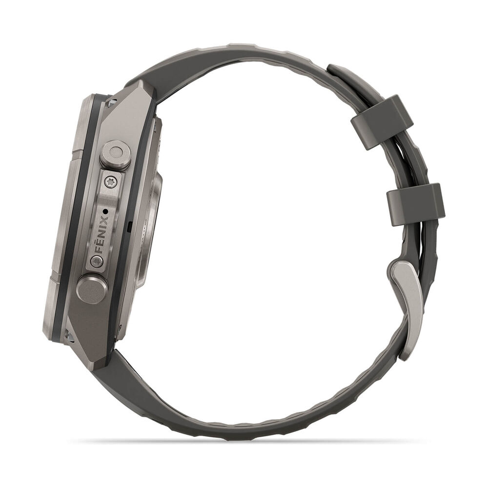 Garmin fenix 9 Pro Solar 47mm Titanium Pebble Grey Silicone Strap Watch