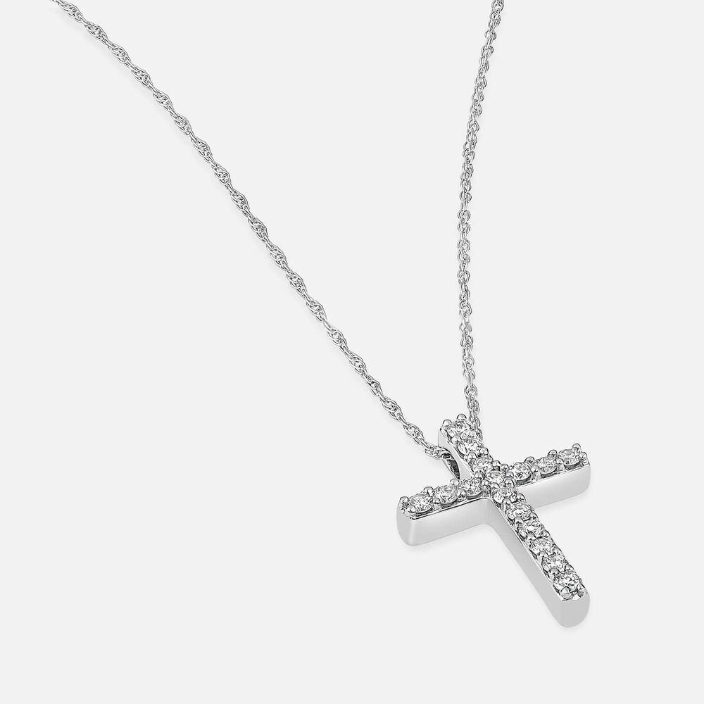 Born Classic 9ct White Gold Lab Grown 0.15ct Round Brilliant Diamond Cross Pendant