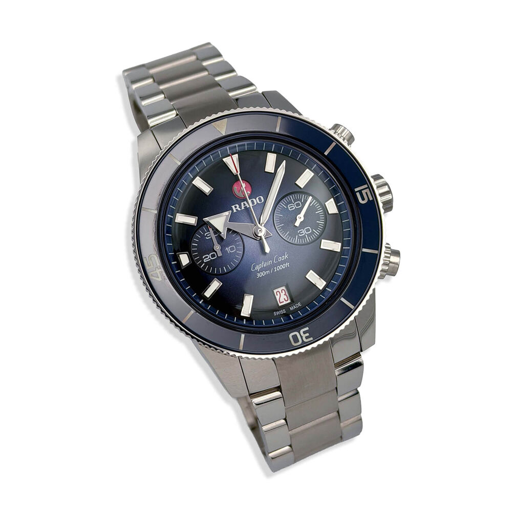 Pre-Owned Rado Captain Cook Chronograph 43mm Blue Dial Bracelet Watch