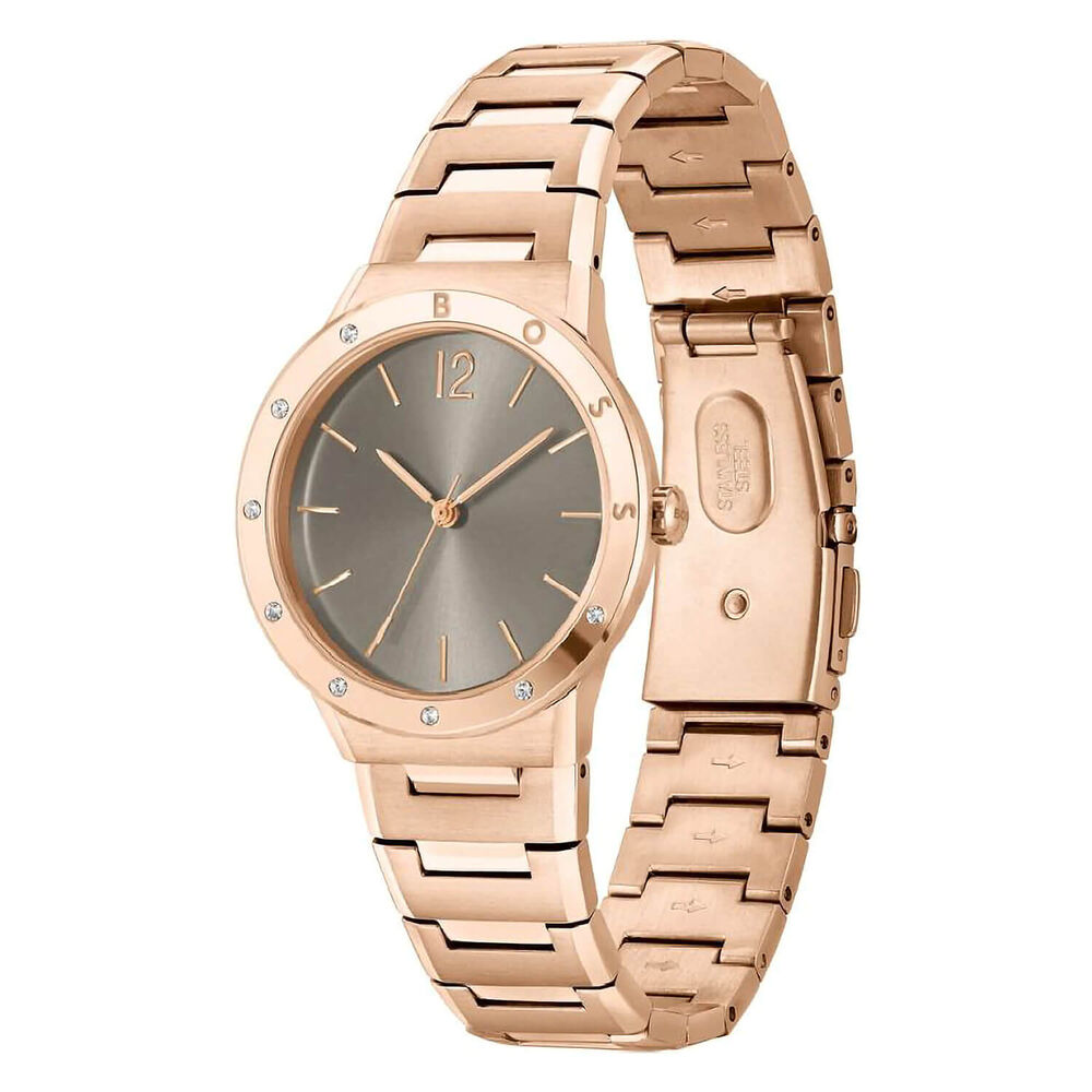 BOSS Breath 34mm Grey Dial Rose Gold Bracelet Watch image number 2