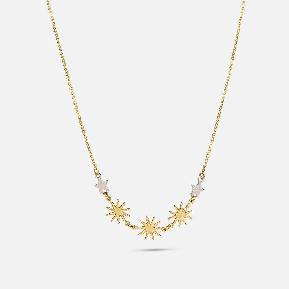 9ct Yellow & White Gold Sun & Star Necklet