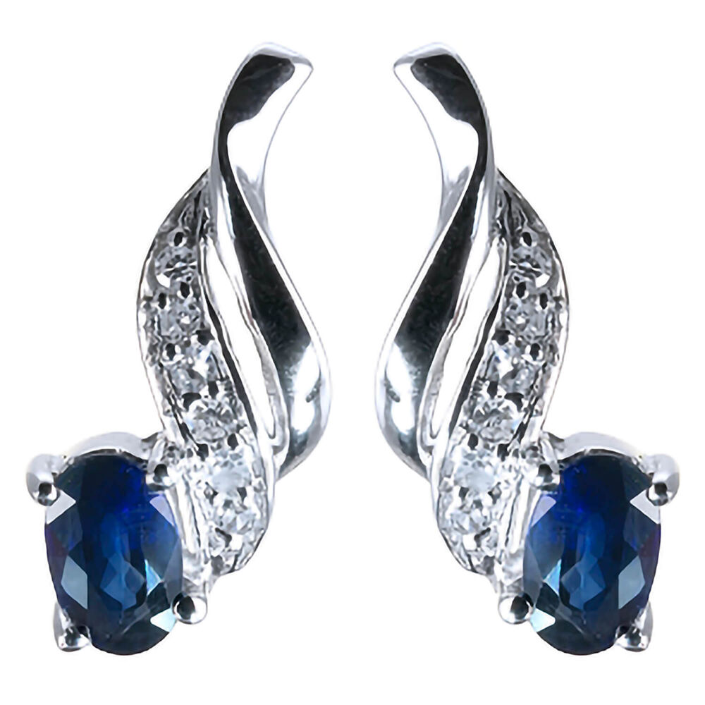 9ct white gold sapphire and diamond stud earrings