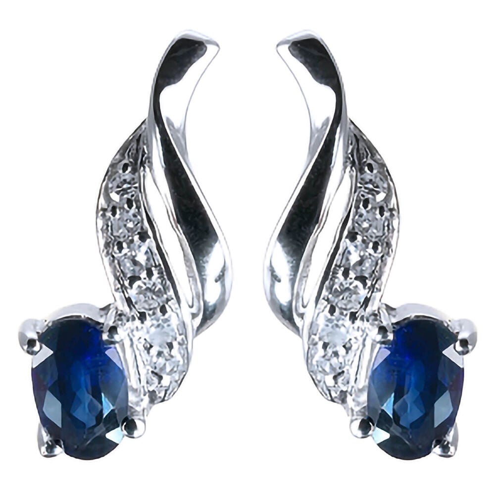 9ct white gold sapphire and diamond stud earrings