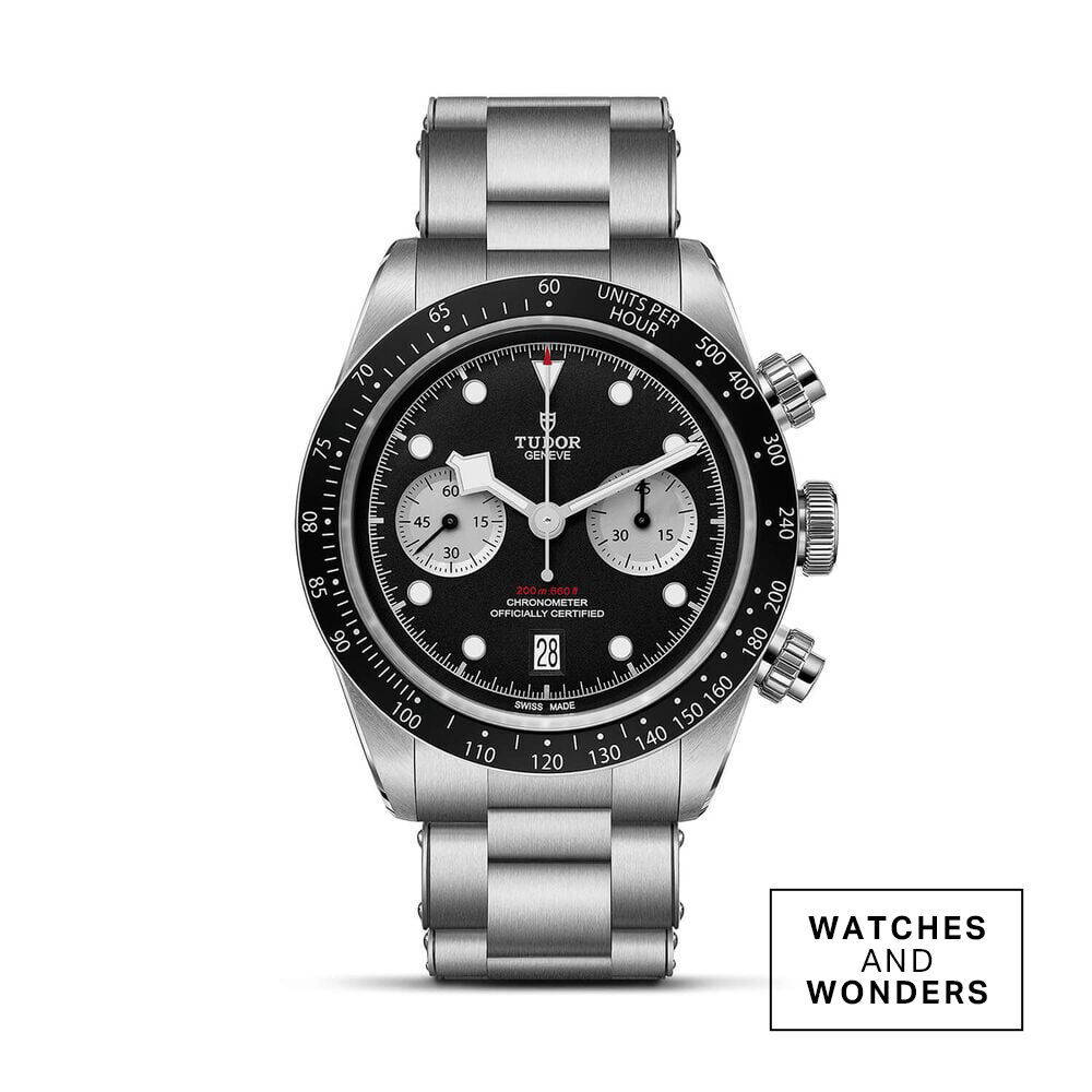 TUDOR Black Bay Chrono 41mm Black Dial Steel Three-Link Bracelet Watch