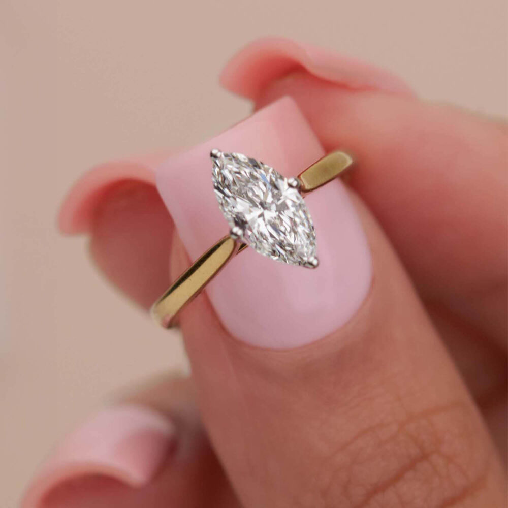Born 18ct Yellow Gold 1.00ct Marquise Solitaire Diamond Ring