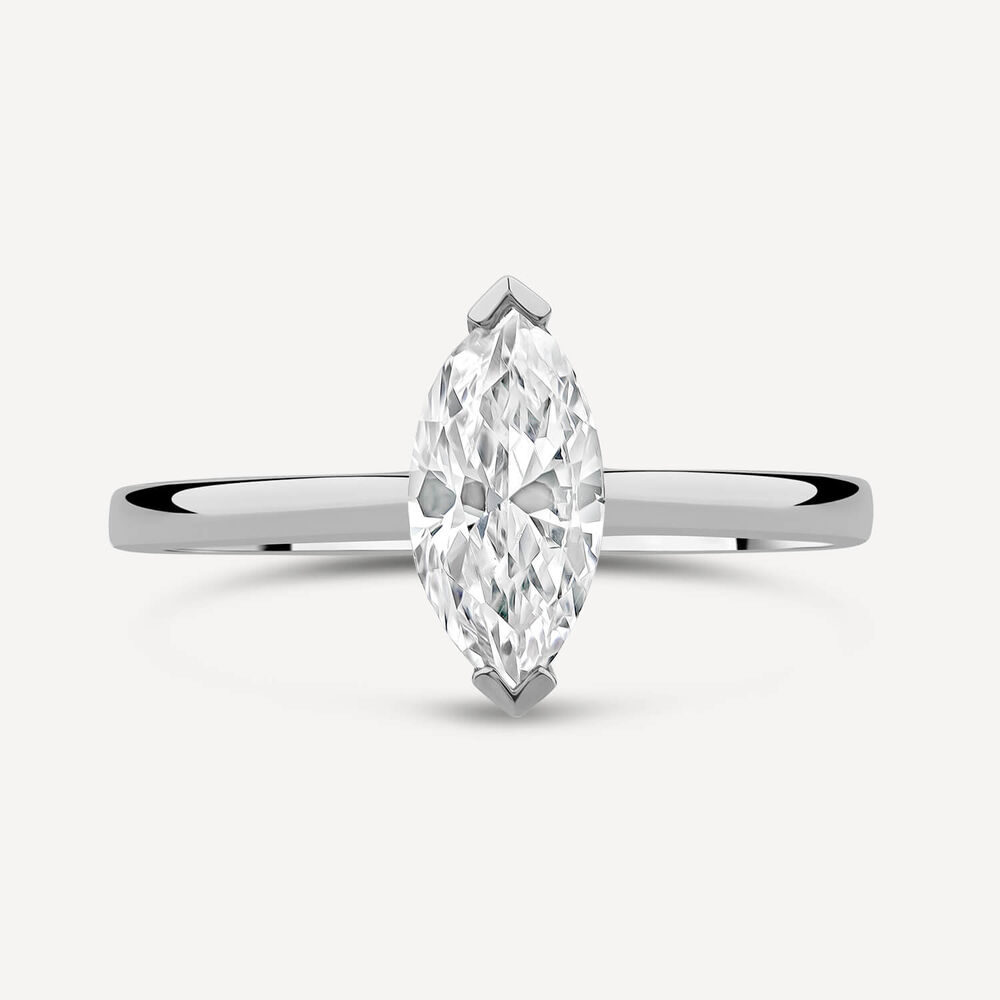 9ct White Gold Marquise Cubic Zirconia Promise Ring image number 1