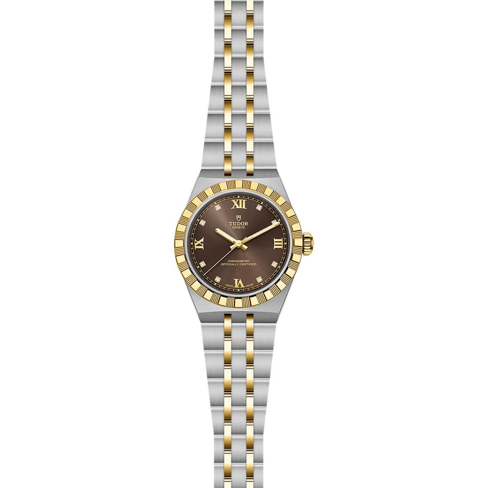 TUDOR Royal 30mm Brown Dial Stainless Steel & Yellow Gold Bracelet Watch