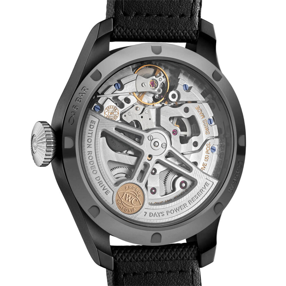 IWC Schaffhausen Big Pilot's Watch Perpetual Calendar 'Rodeo Drive' Blue Dial Black Strap Watch