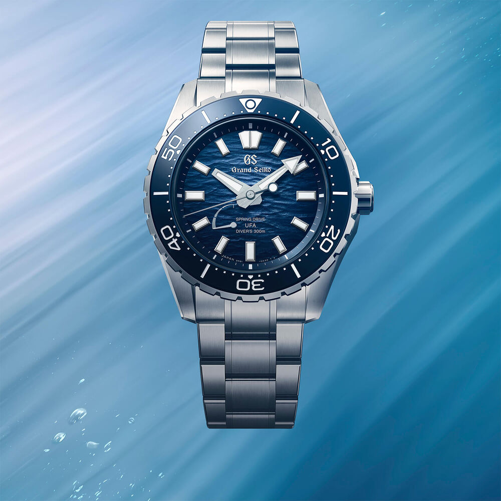 Grand Seiko &lsquo;Ushio&rsquo; Diver Spring Drive UFA 40.84mm Blue Dial Titanium Bracelet Watch